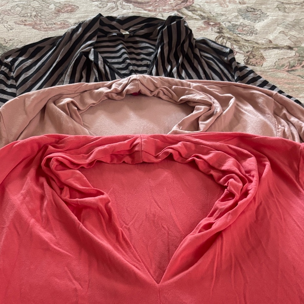 Vince Camuto Black and Gray Striped Top